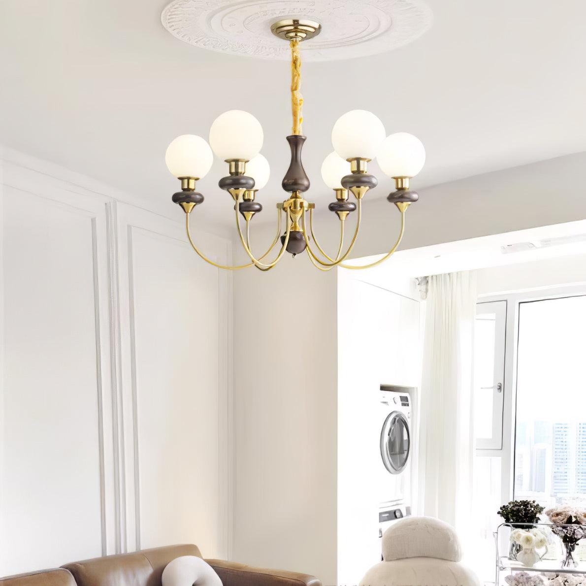 Lustre Madrague en verre et noyer – vue 2