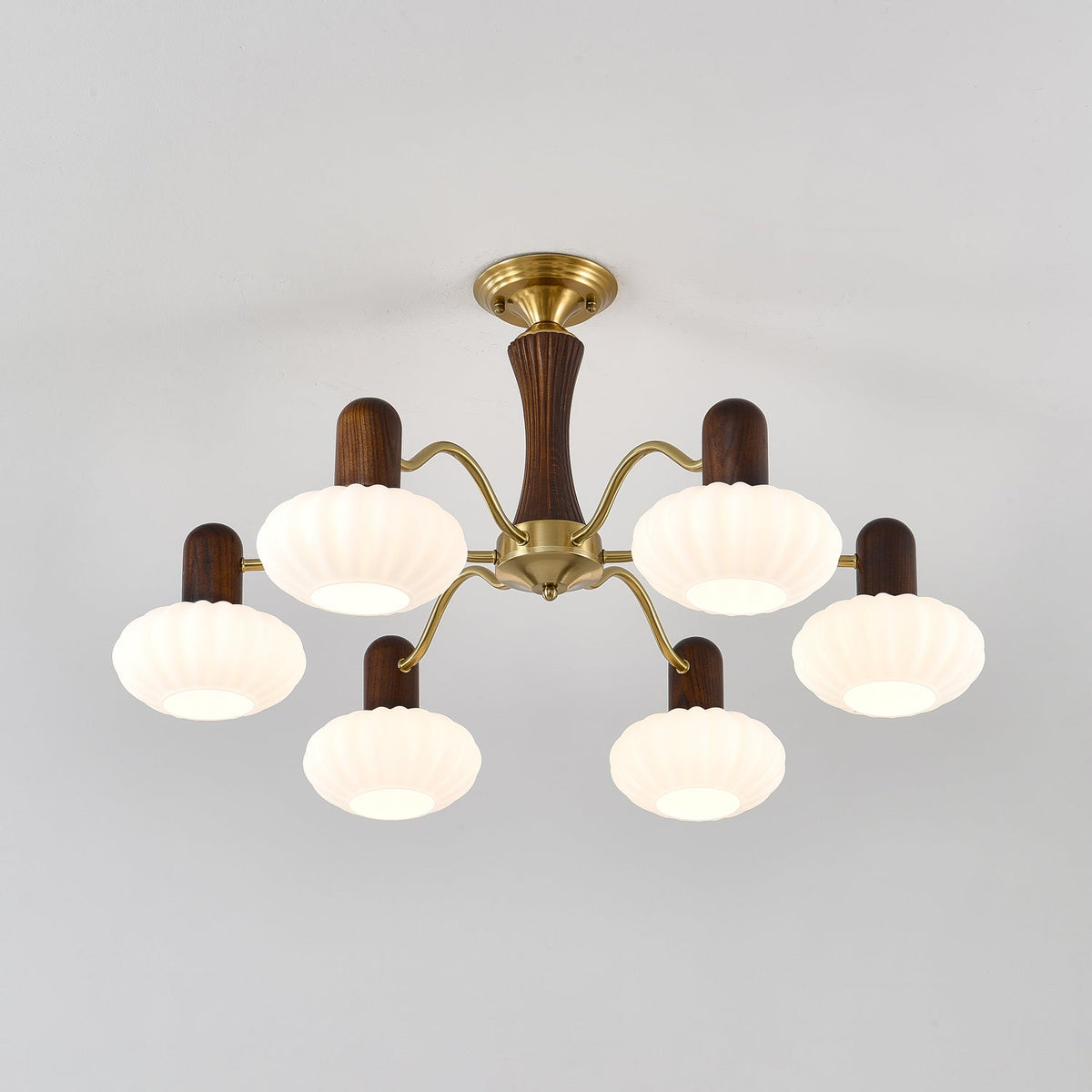 Lustre Flavie en noyer et laiton – vue 12