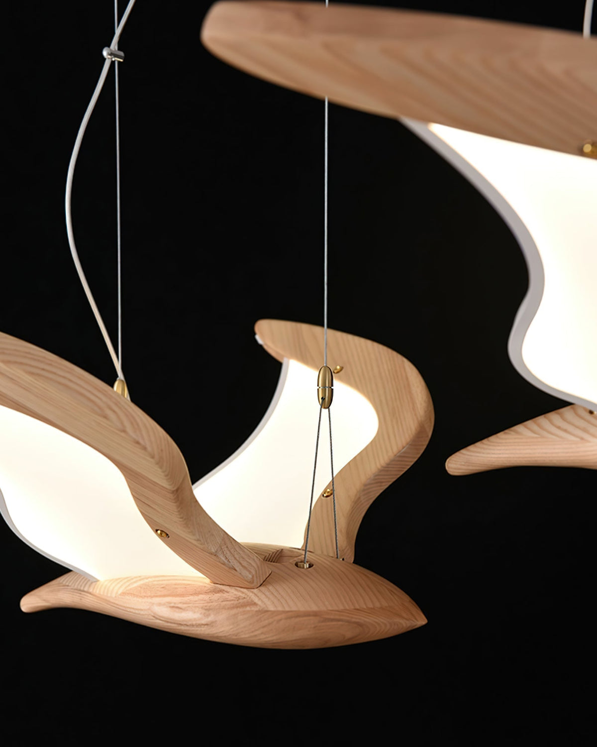 Lustre Mélusine en bois et métal – vue 15