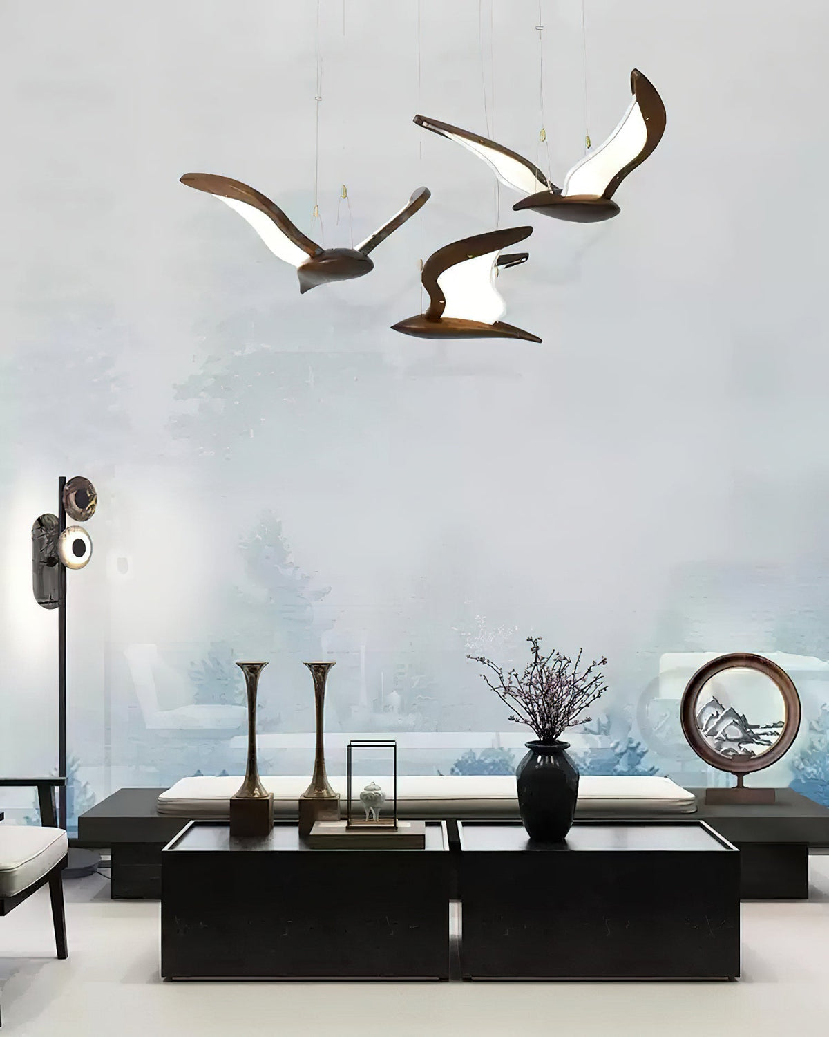 Lustre Mélusine en bois et métal – vue 11