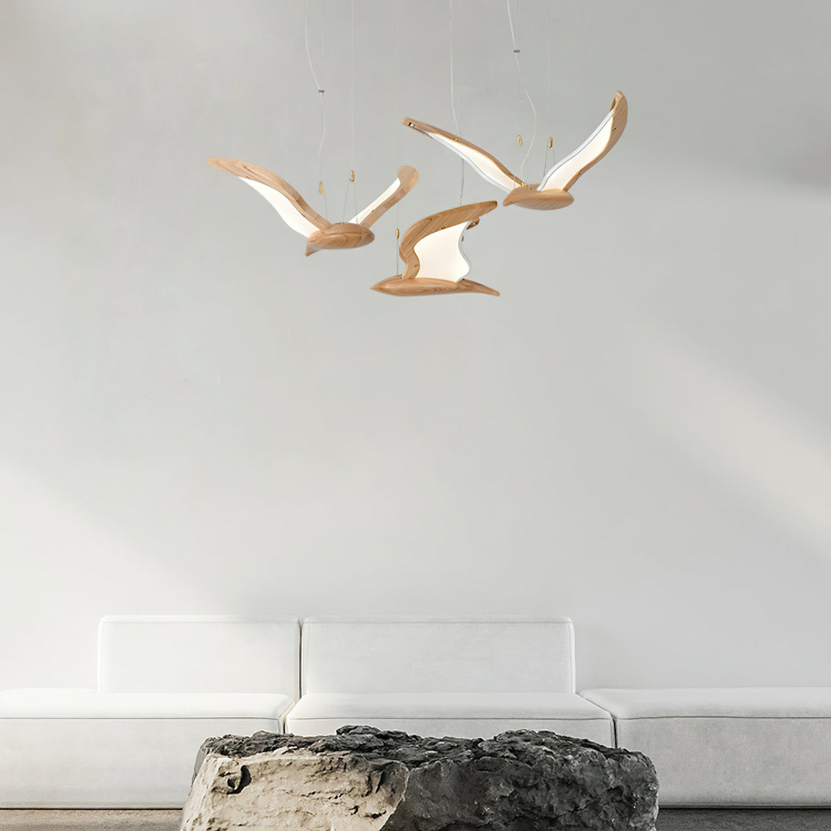 Lustre Mélusine en bois et métal – vue 5