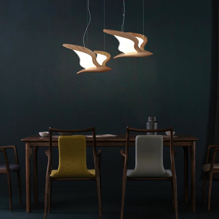 Lustre Mélusine en bois et métal – vue 3