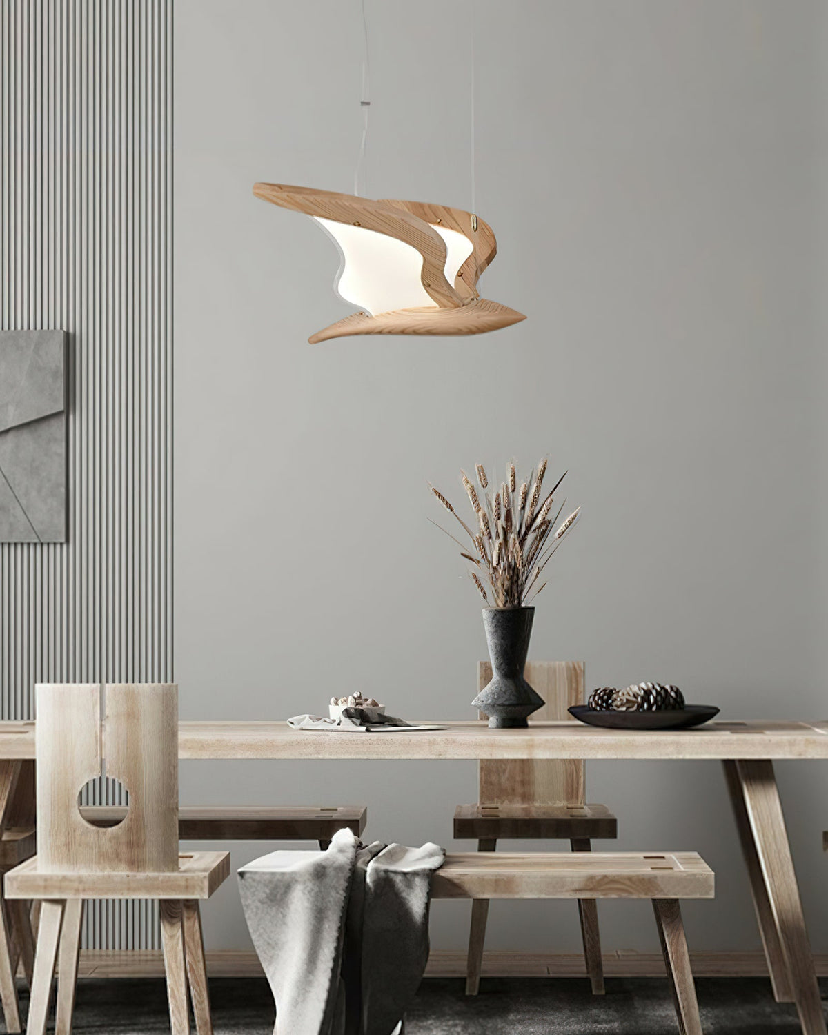 Lustre Mélusine en bois et métal – vue 7