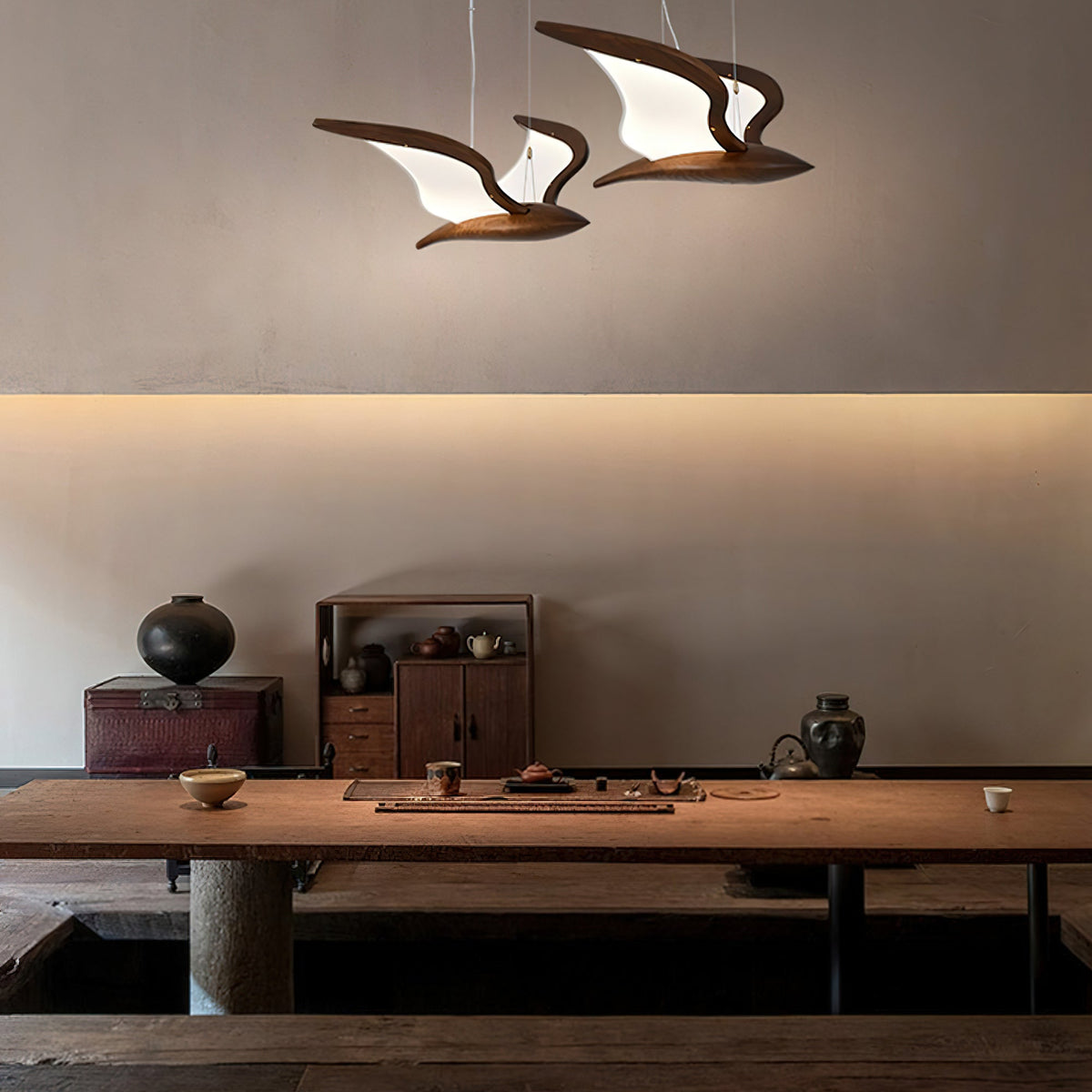 Lustre Mélusine en bois et métal – vue 9