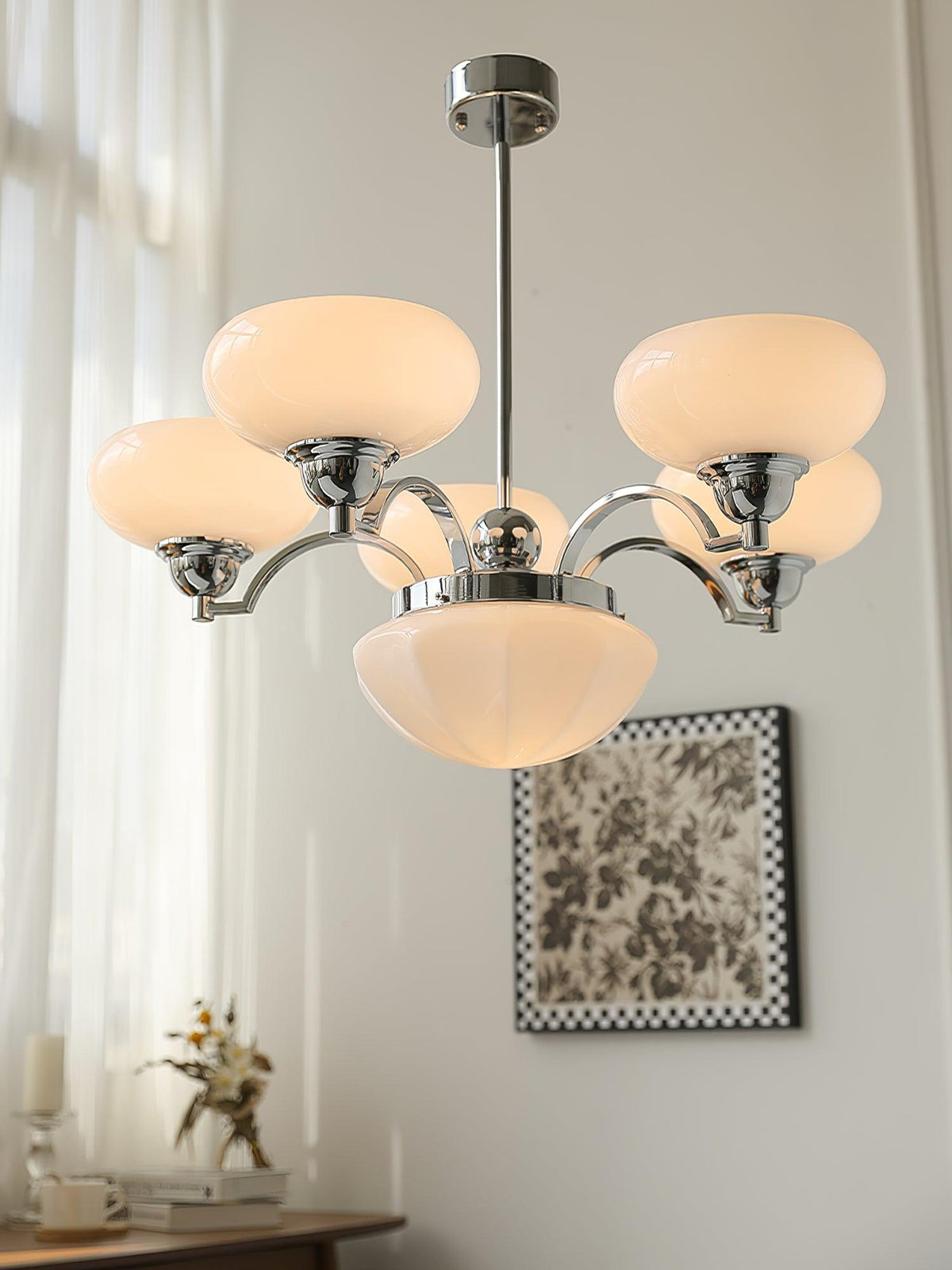 Lustre Fenaison en verre et fer – vue 2
