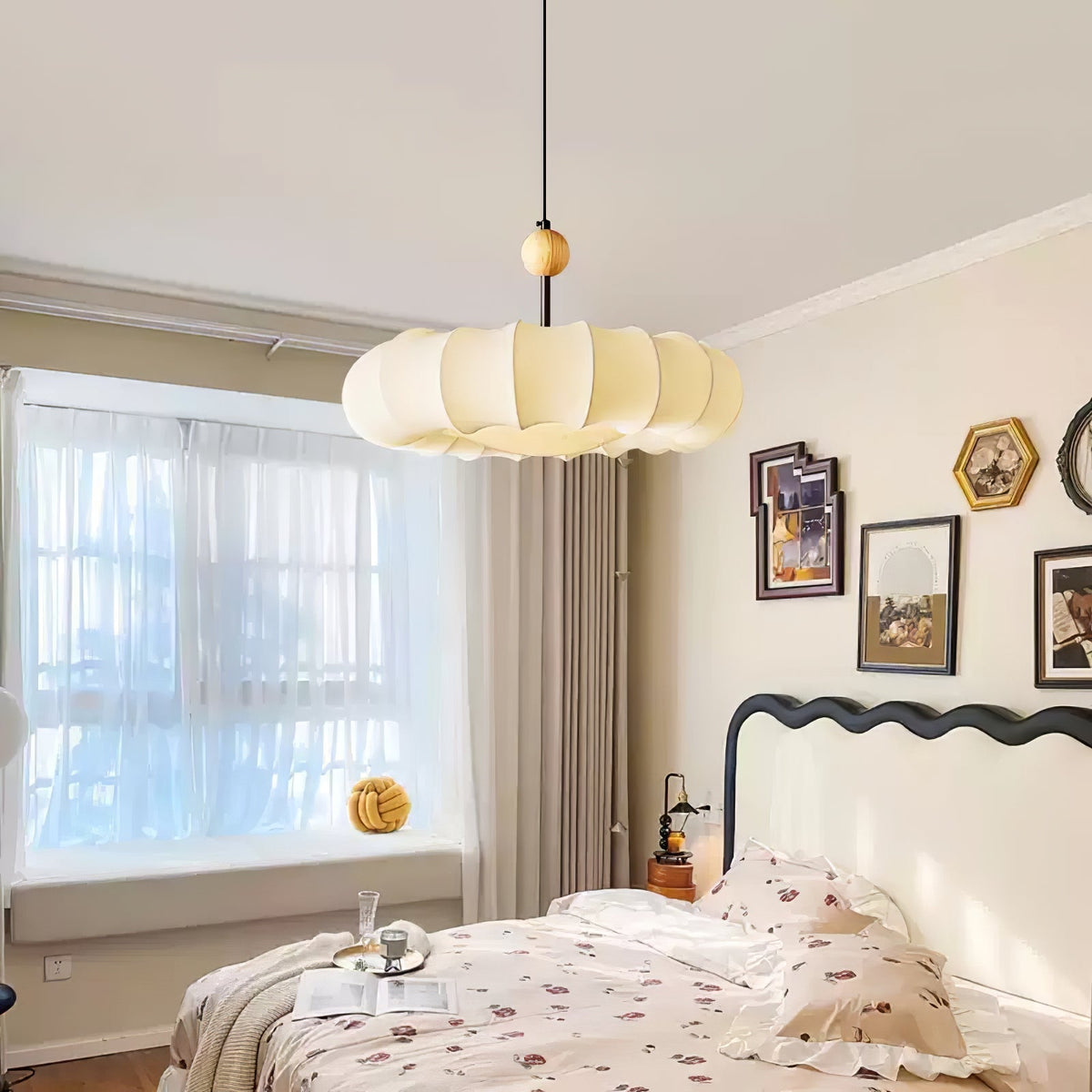 Suspension Ellébore en bois et tissu – vue 8