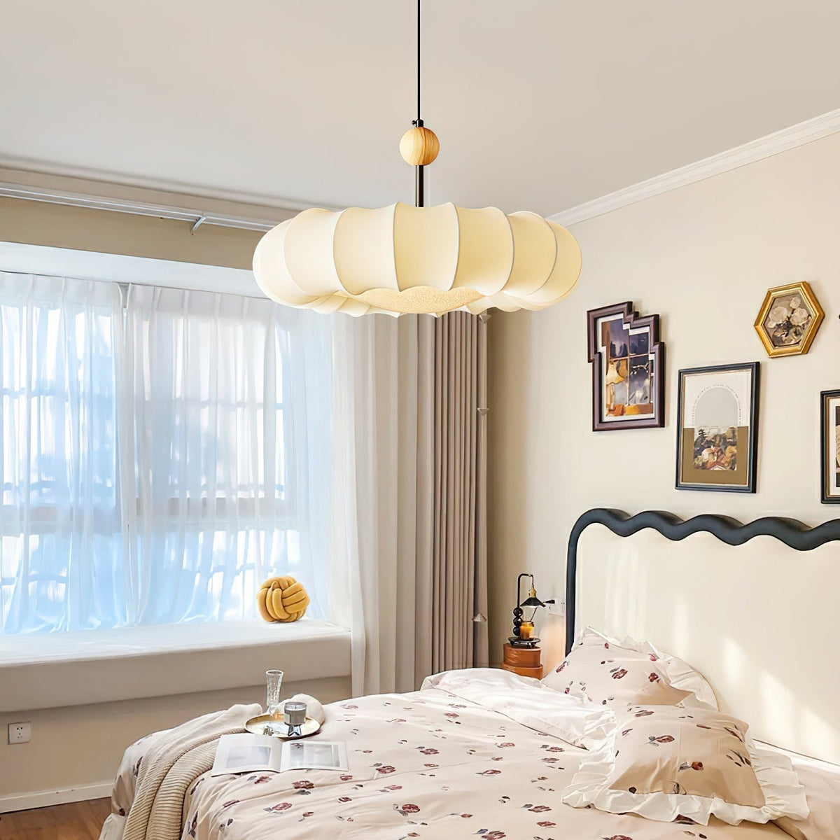 Suspension Ellébore en bois et tissu – vue 21