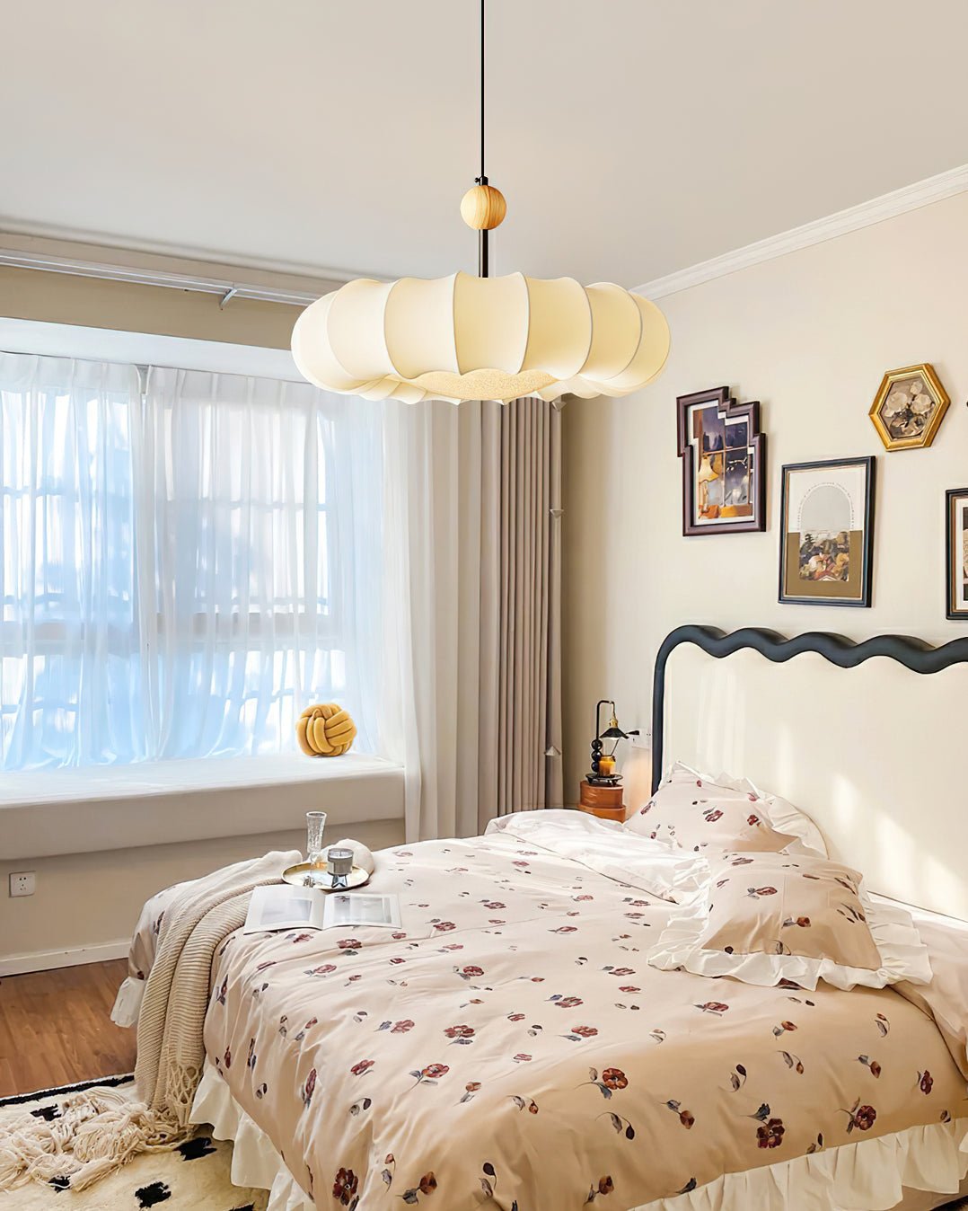 Suspension Ellébore en bois et tissu – vue 15