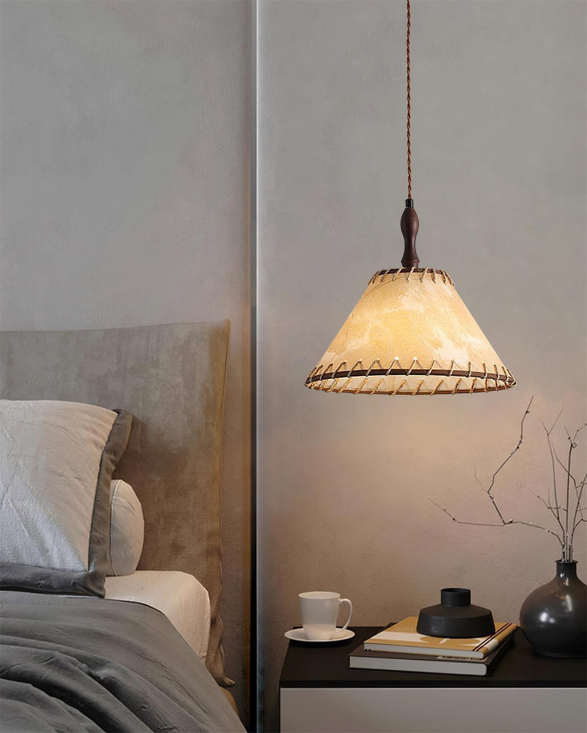 Suspension Valensole en tissu et bois – vue 10