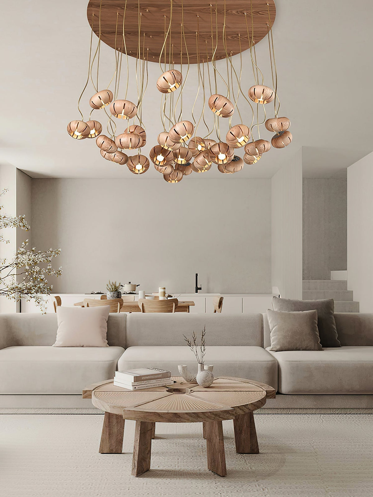 Lustre Thalie en marbre et bois – vue 46
