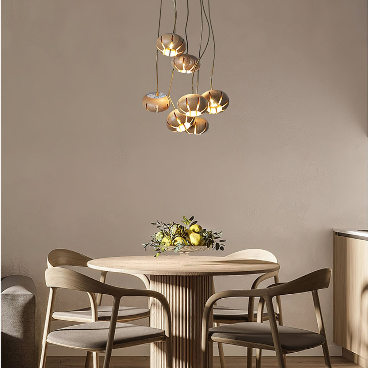 Lustre Thalie en marbre et bois – vue 4
