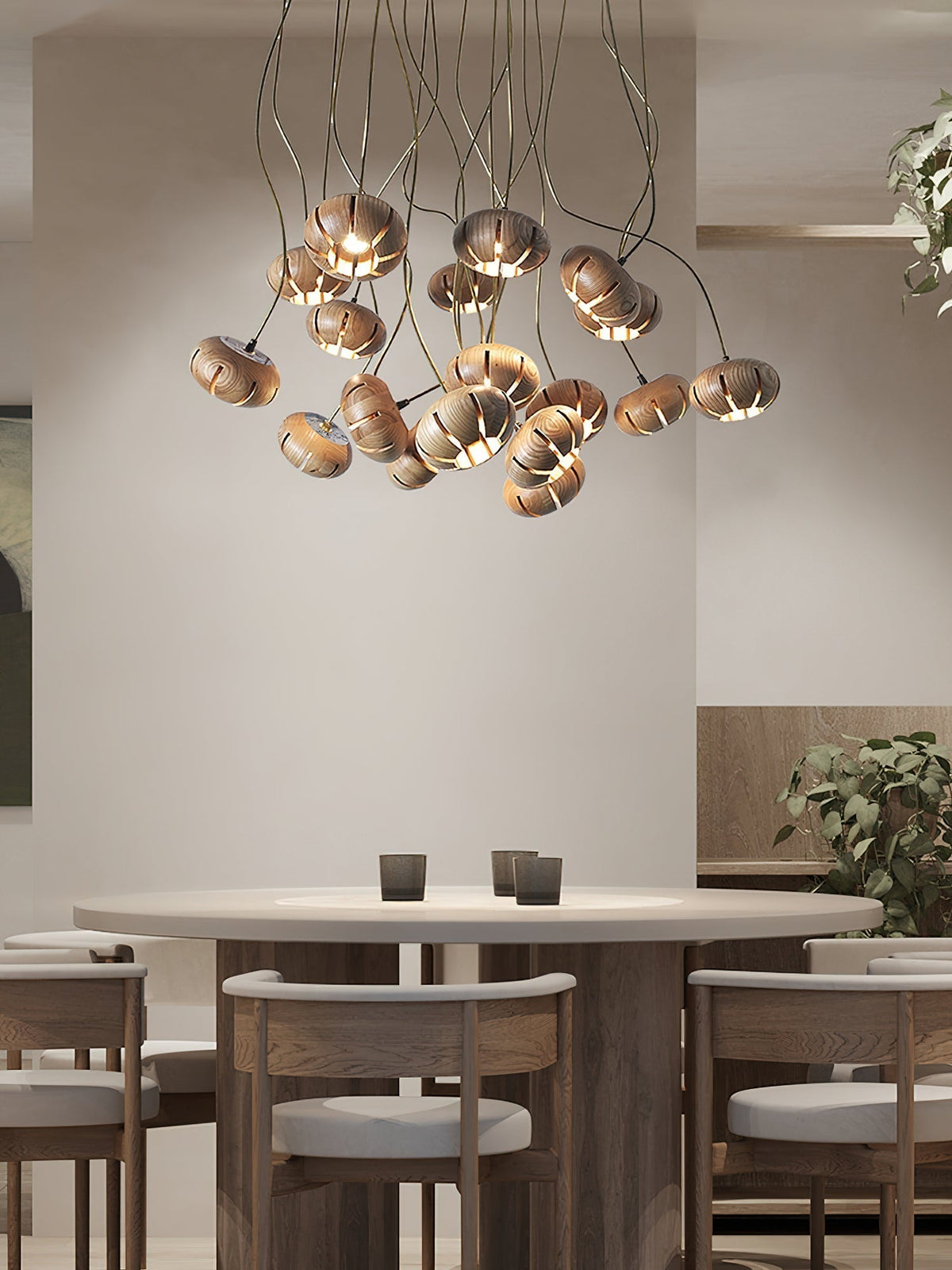 Lustre Thalie en marbre et bois – vue 16