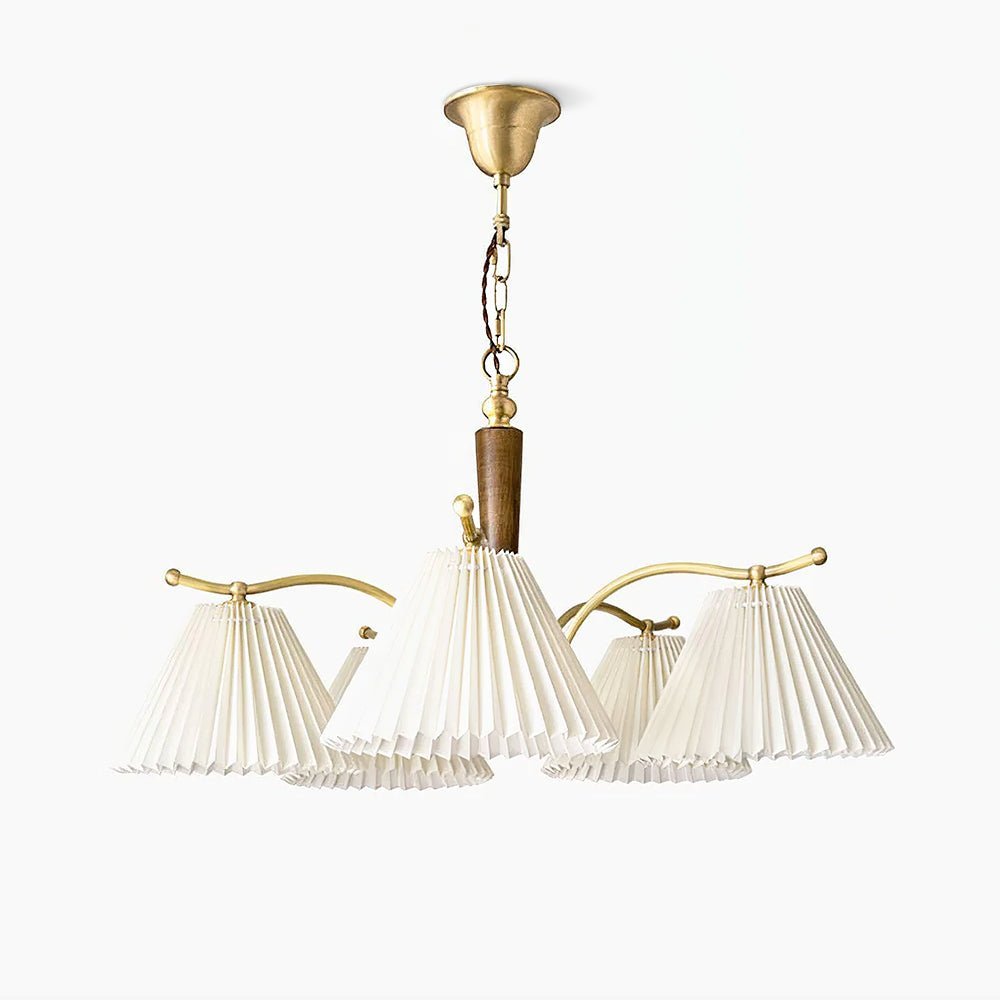 Lustre Atoll en laiton et noyer – vue 2