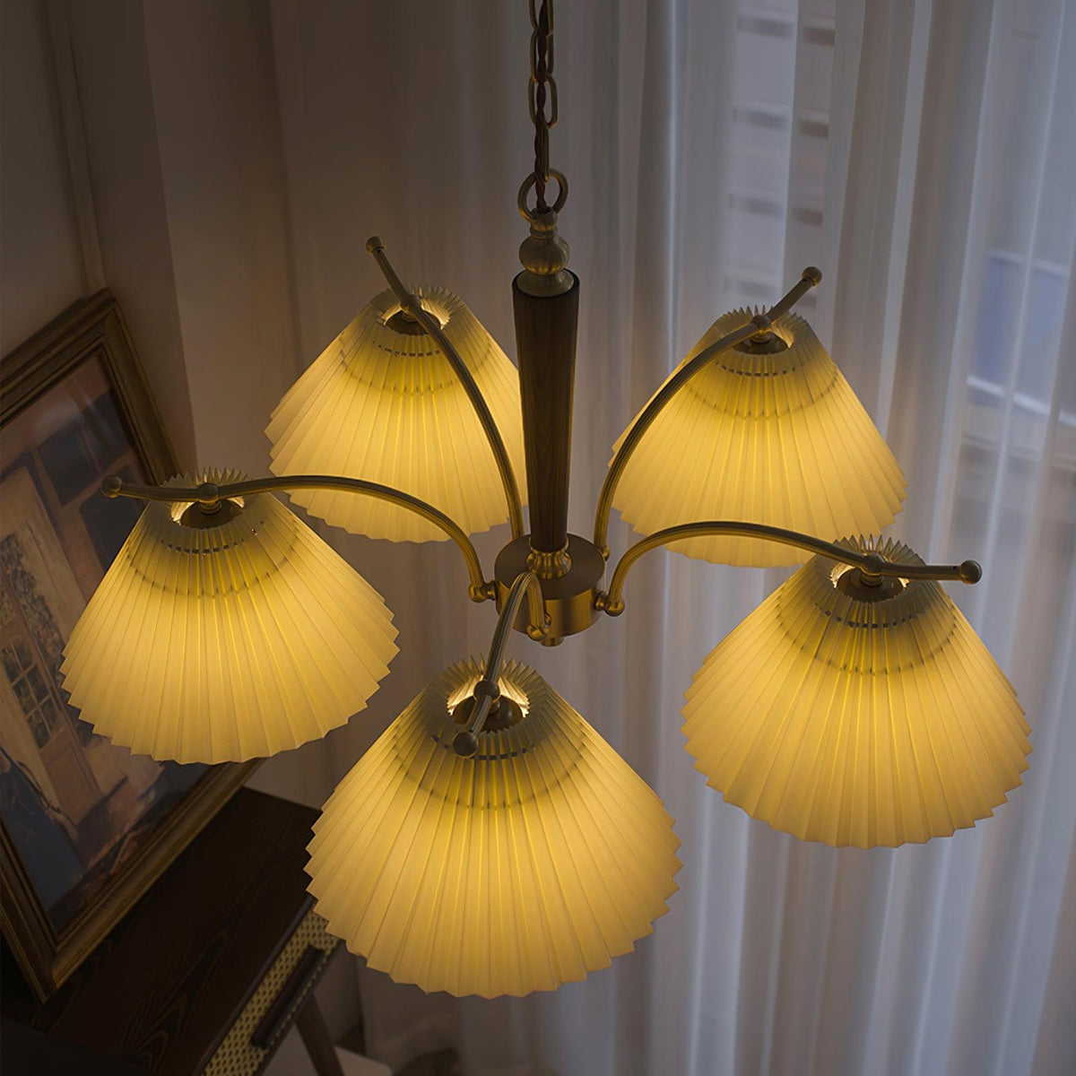 Lustre Atoll en laiton et noyer – vue 26