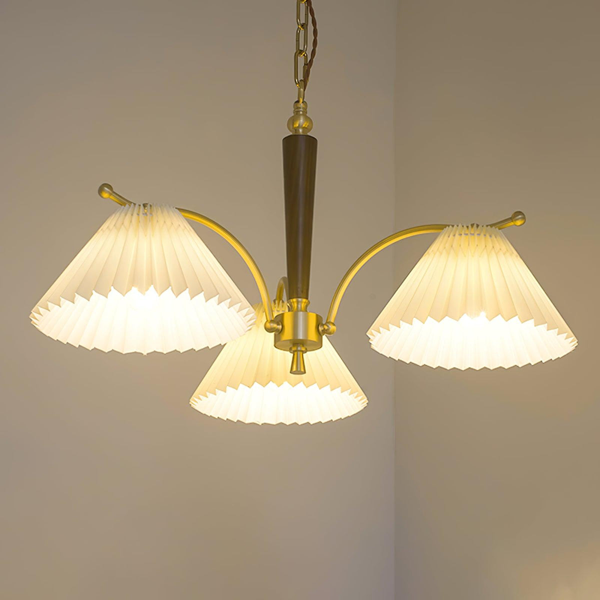 Lustre Atoll en laiton et noyer – vue 3