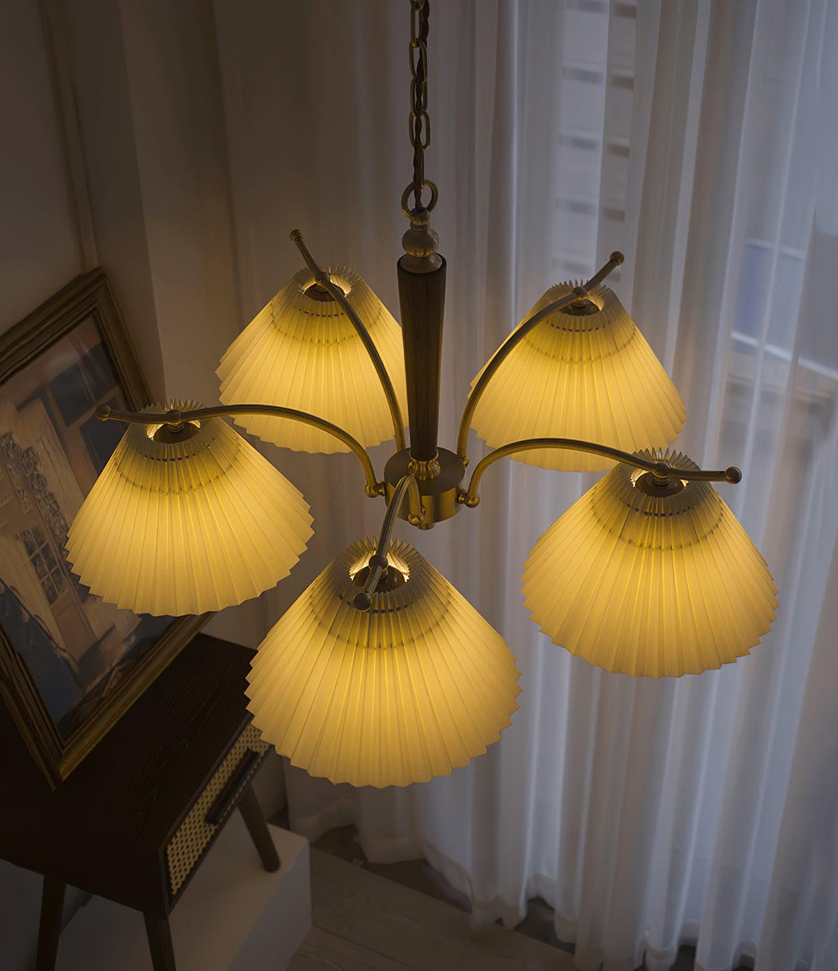Lustre Atoll en laiton et noyer – vue 8