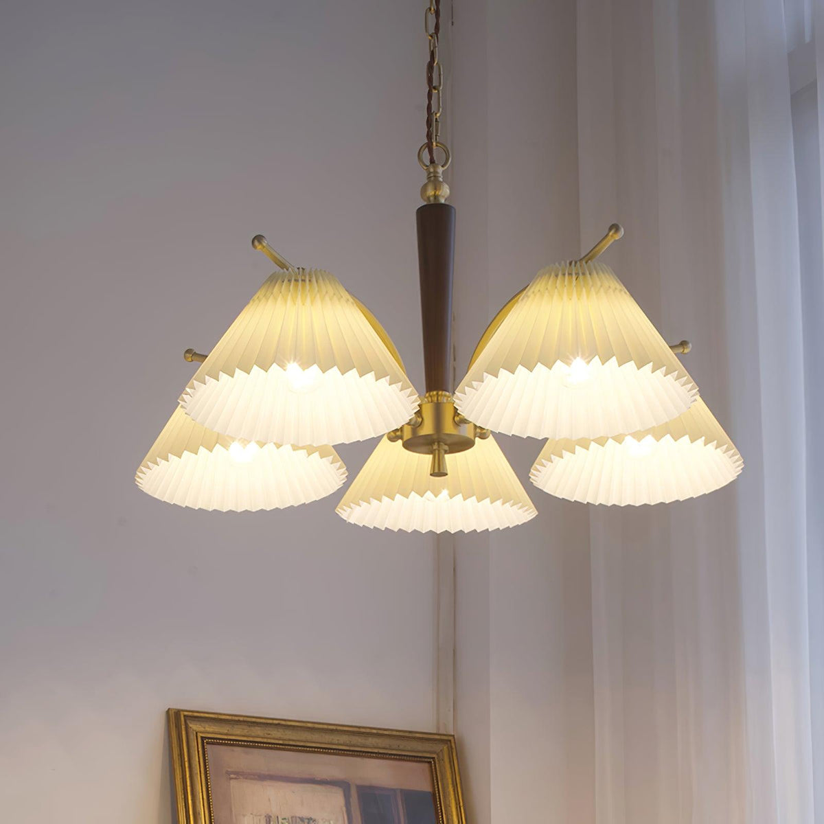 Lustre Atoll en laiton et noyer – vue 25