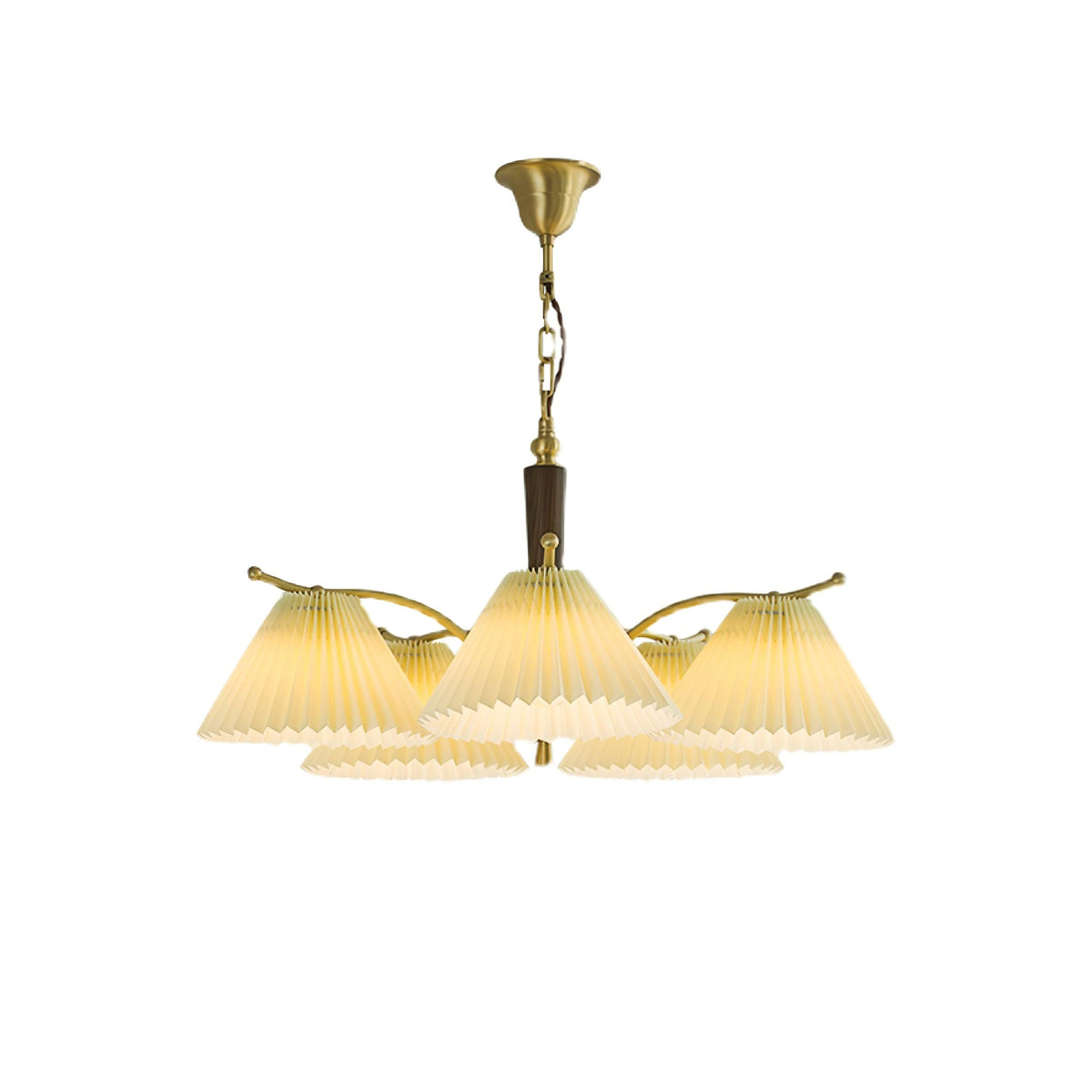Lustre Atoll en laiton et noyer – vue 14