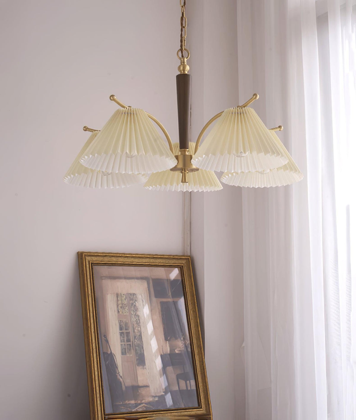 Lustre Atoll en laiton et noyer – vue 28