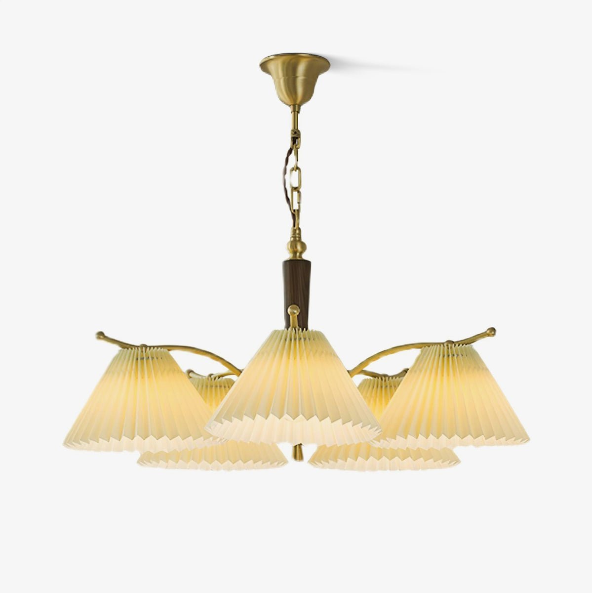 Lustre Atoll en laiton et noyer – vue 5