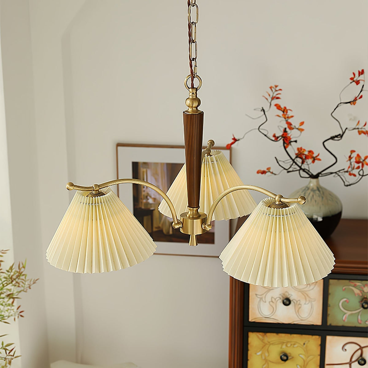 Lustre Atoll en laiton et noyer – vue 20