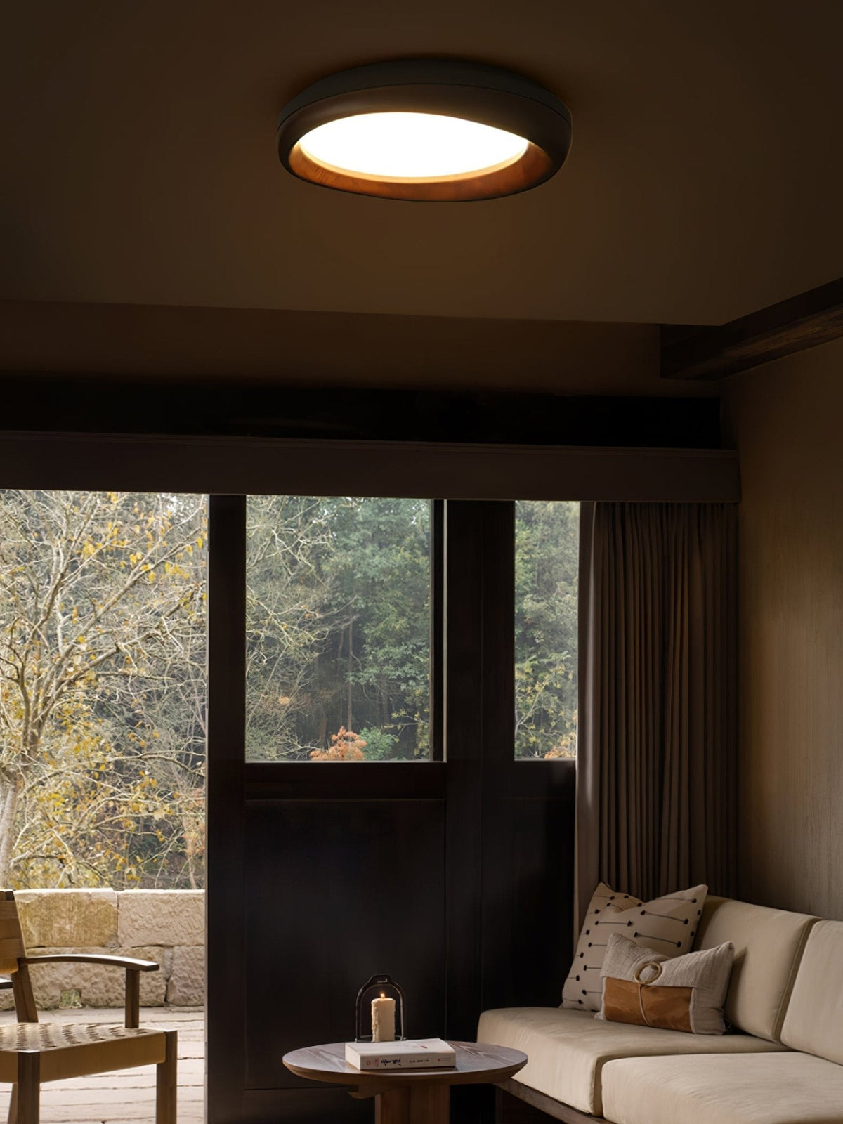 Plafonnier Provence en verre et bois – vue 28
