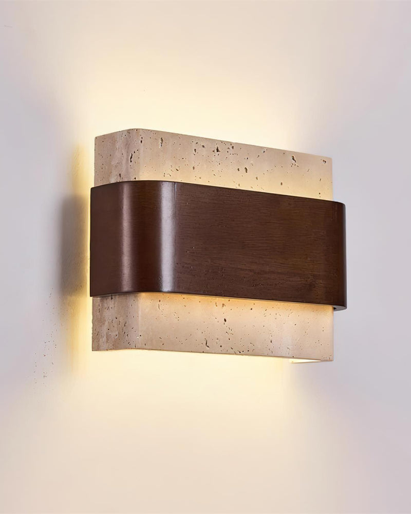 Applique Murale Ocre en travertin et bois – vue 6
