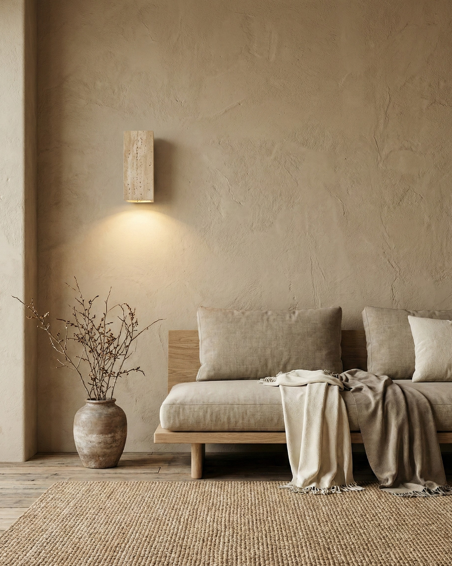Applique Murale Ombre, spot en travertin – vue 2