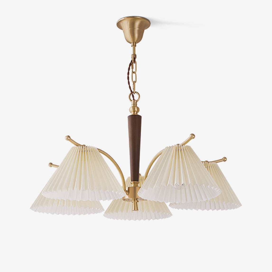 Lustre Atoll en laiton et noyer – faubourg & fils