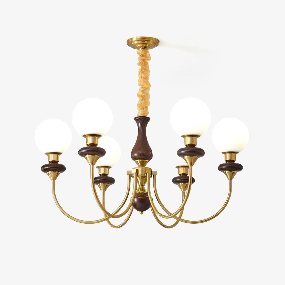 Lustre Madrague en verre et noyer – faubourg & fils