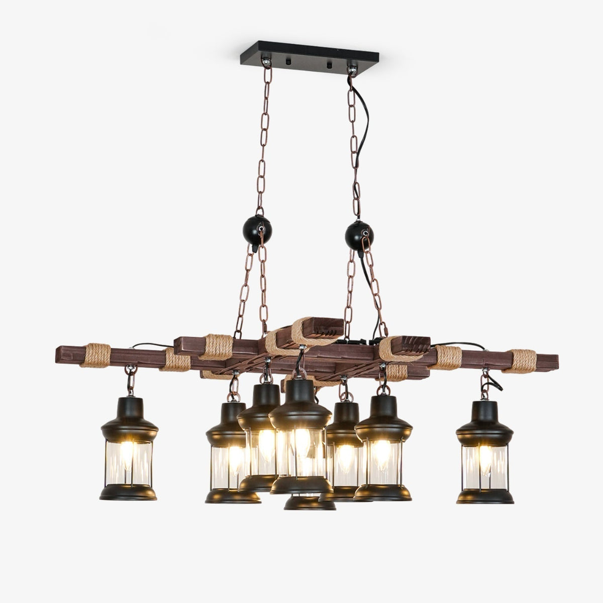 Lustre Marquise en verre et bois – faubourg & fils