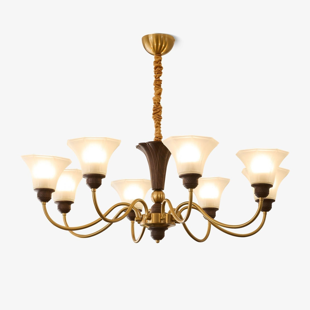 Lustre Odyssée en verre et bois – faubourg & fils