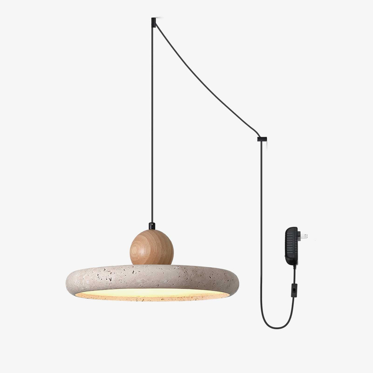 Suspension Vallée en travertin et bois – faubourg & fils