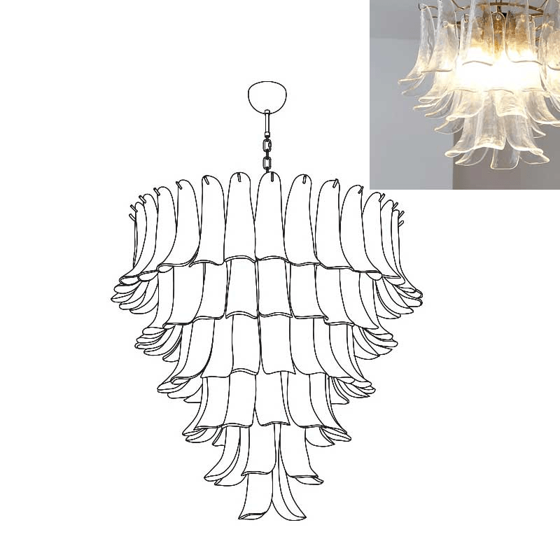 Lustre Colombe en verre et métal – vue 5