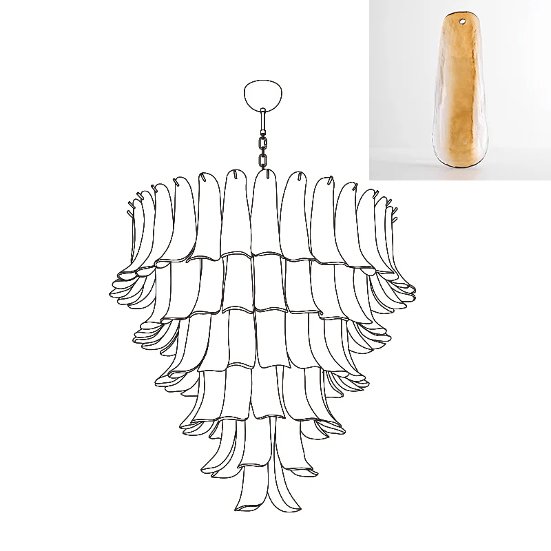 Lustre Colombe en verre et métal – vue 9
