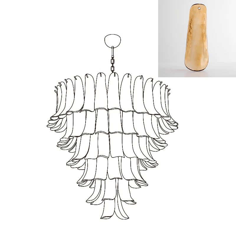 Lustre Colombe en verre et métal – vue 10