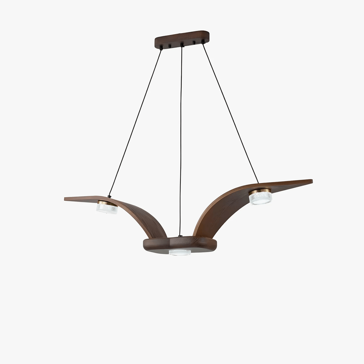 Lustre Ventôse en cristal et noyer – vue 2