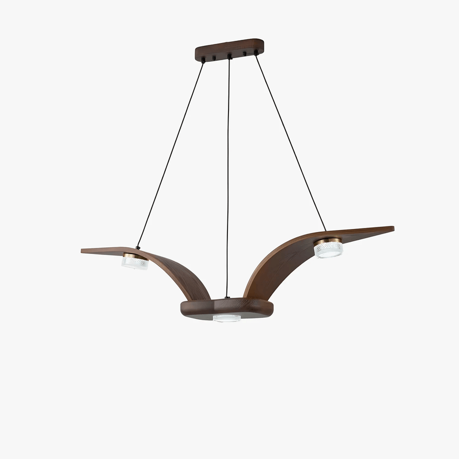 Lustre Ventôse en cristal et noyer – vue 2