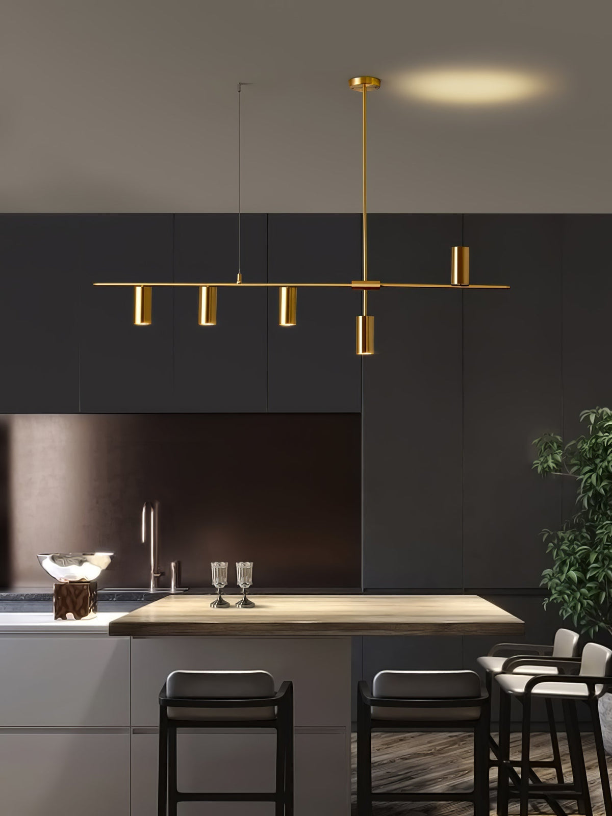 Lustre Grive en laiton – vue 13
