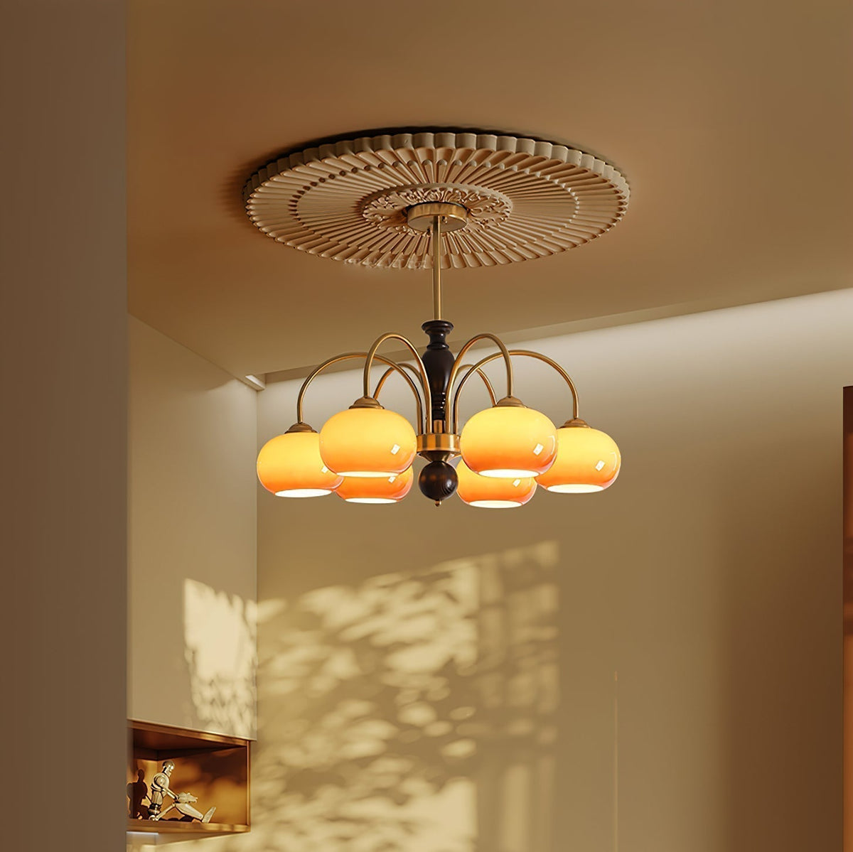 Lustre Alcyone en verre et bois – vue 6