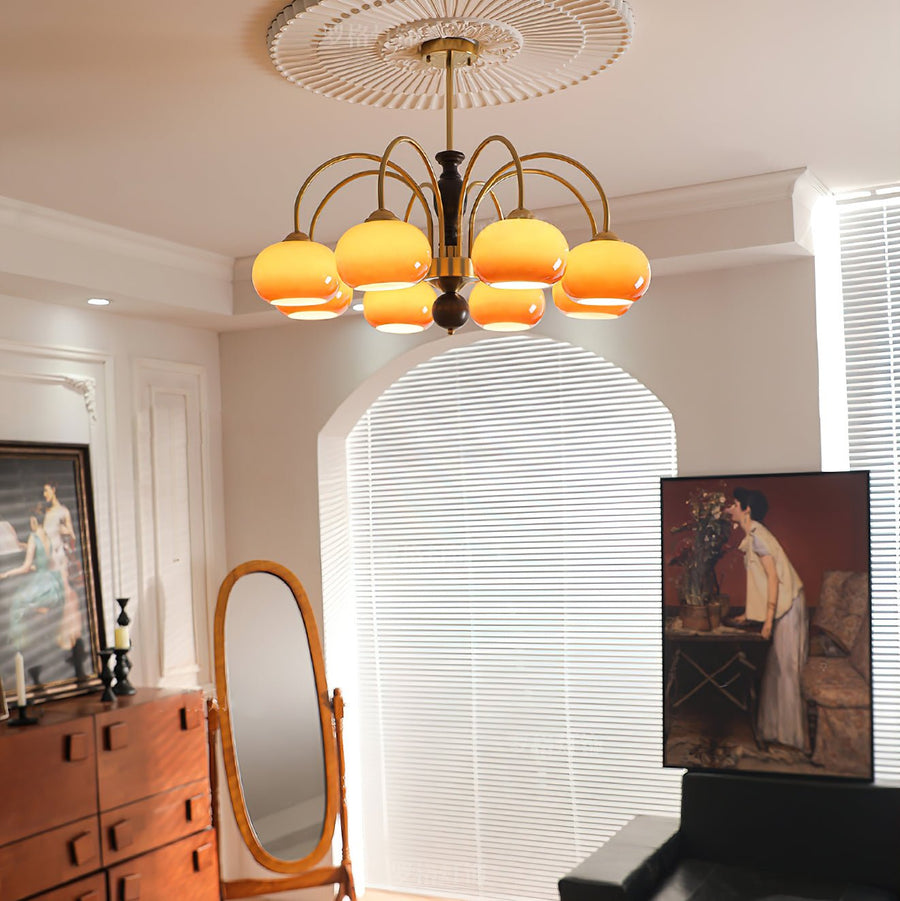 Lustre Alcyone en verre et bois – vue 3