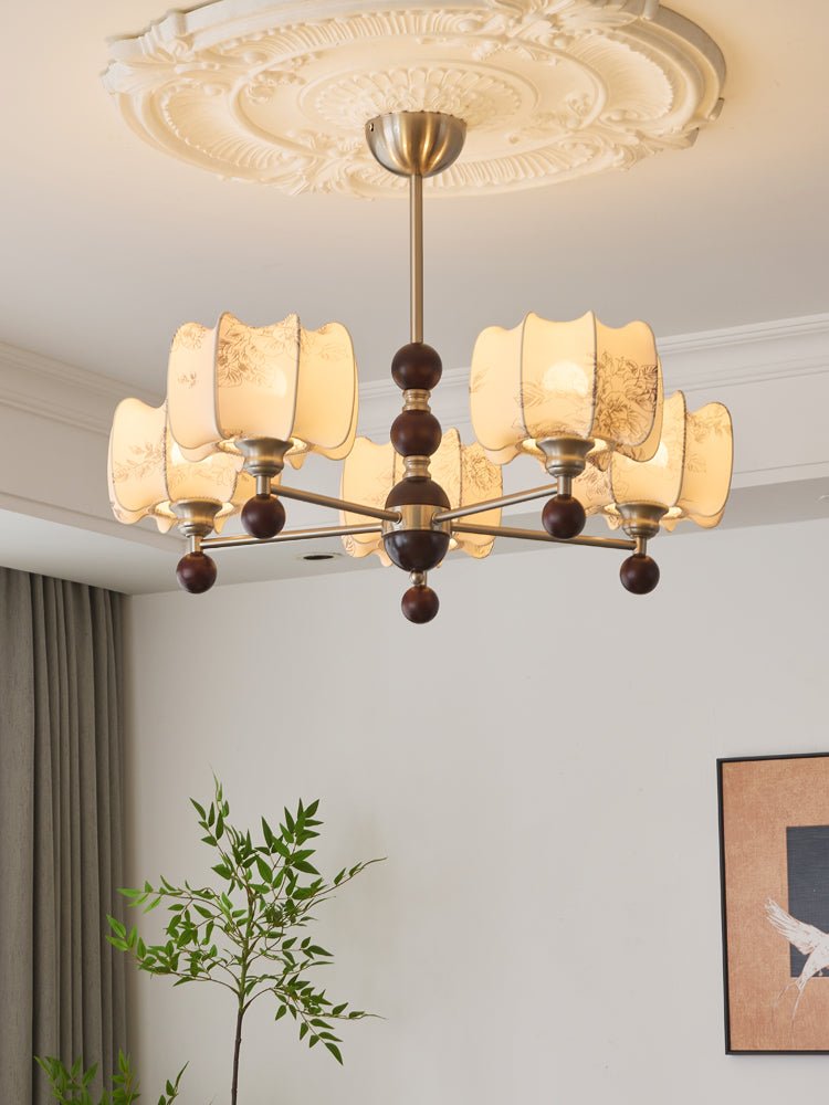 Lustre Orchidée en bois et tissu – vue 12