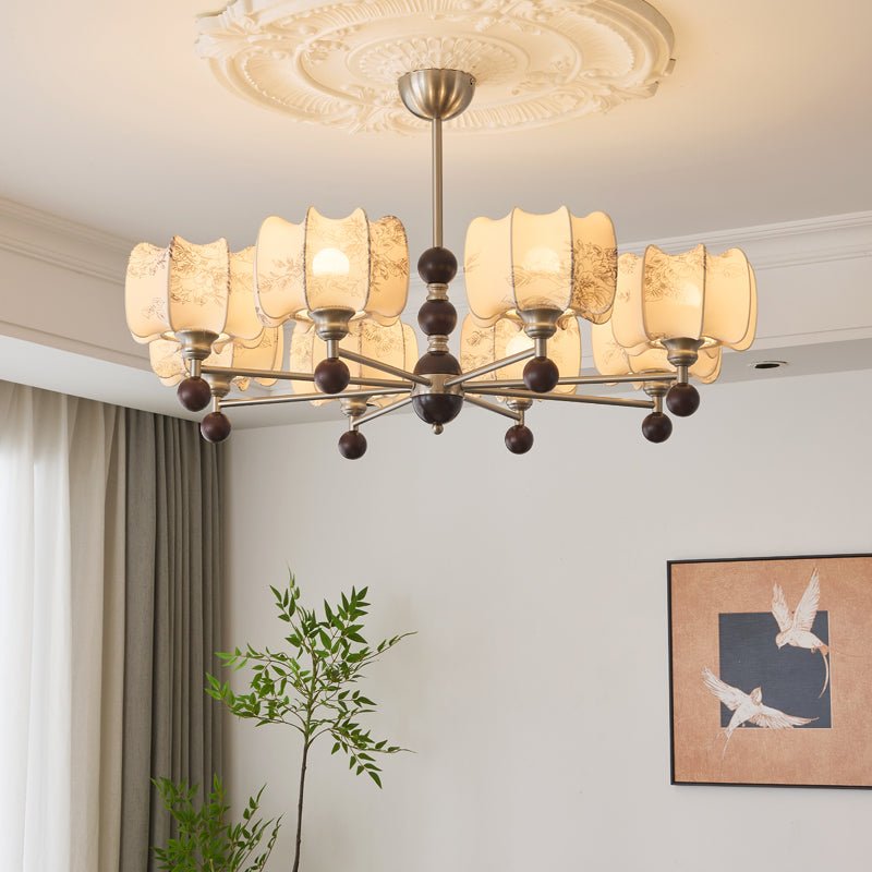 Lustre Orchidée en bois et tissu – vue 4