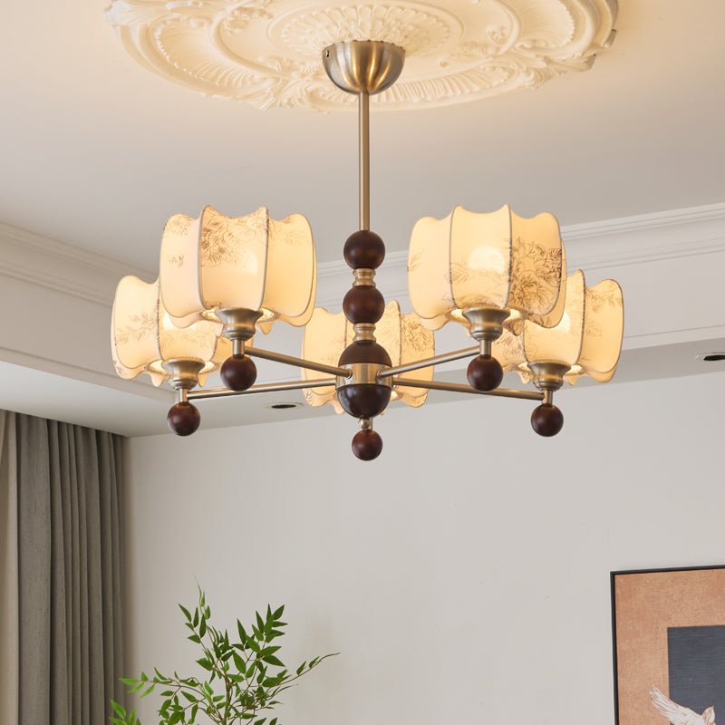 Lustre Orchidée en bois et tissu – vue 8