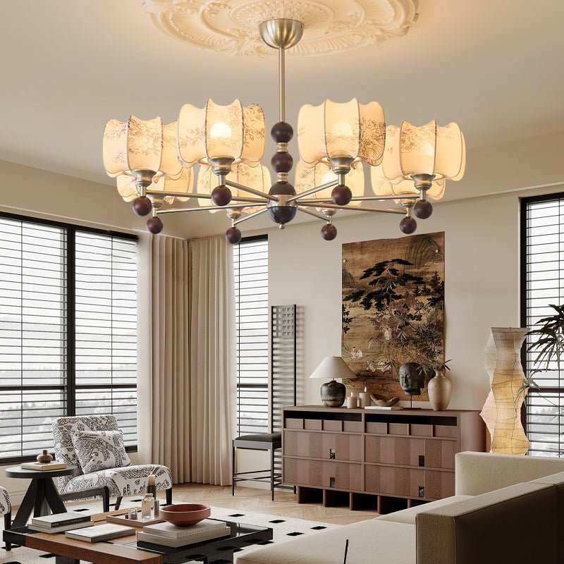 Lustre Orchidée en bois et tissu – vue 19