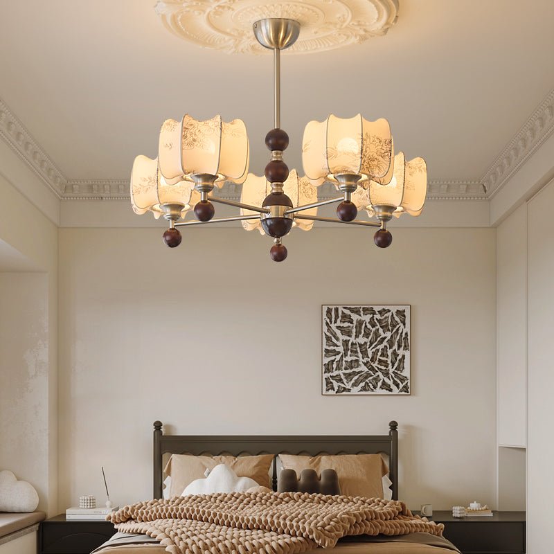 Lustre Orchidée en bois et tissu – vue 10
