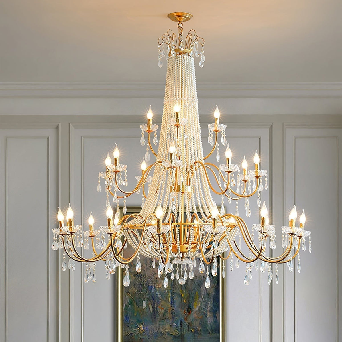 Lustre Dalle en cristal et laiton – vue 15