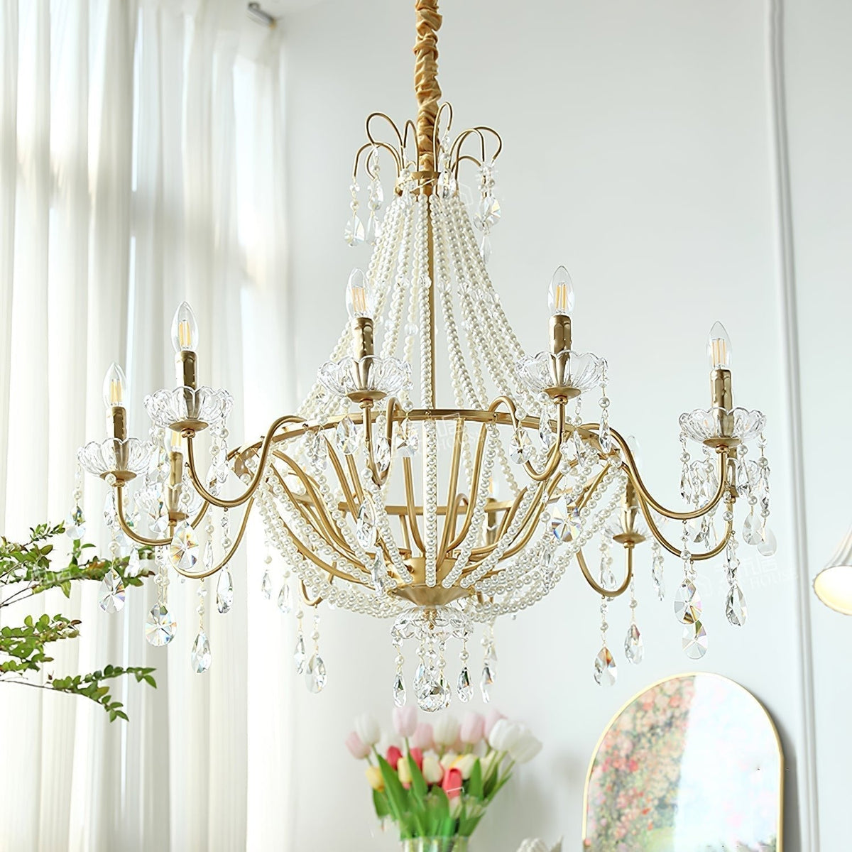 Lustre Dalle en cristal et laiton – vue 17