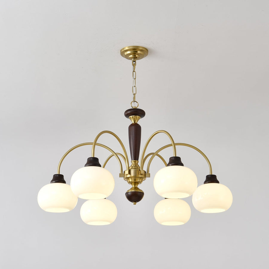 Lustre Menthe en verre et bois – vue 3