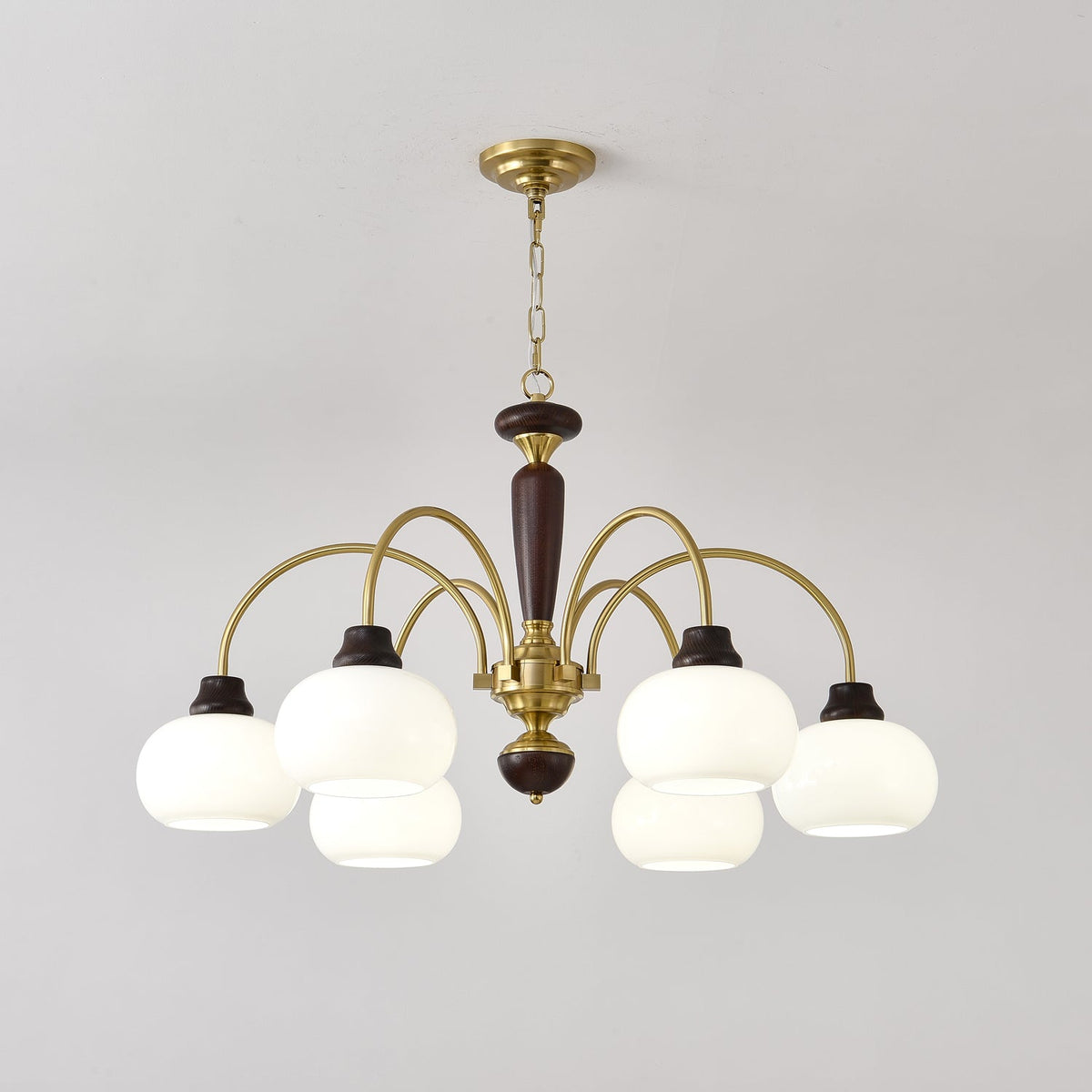 Lustre Menthe en verre et bois – vue 12